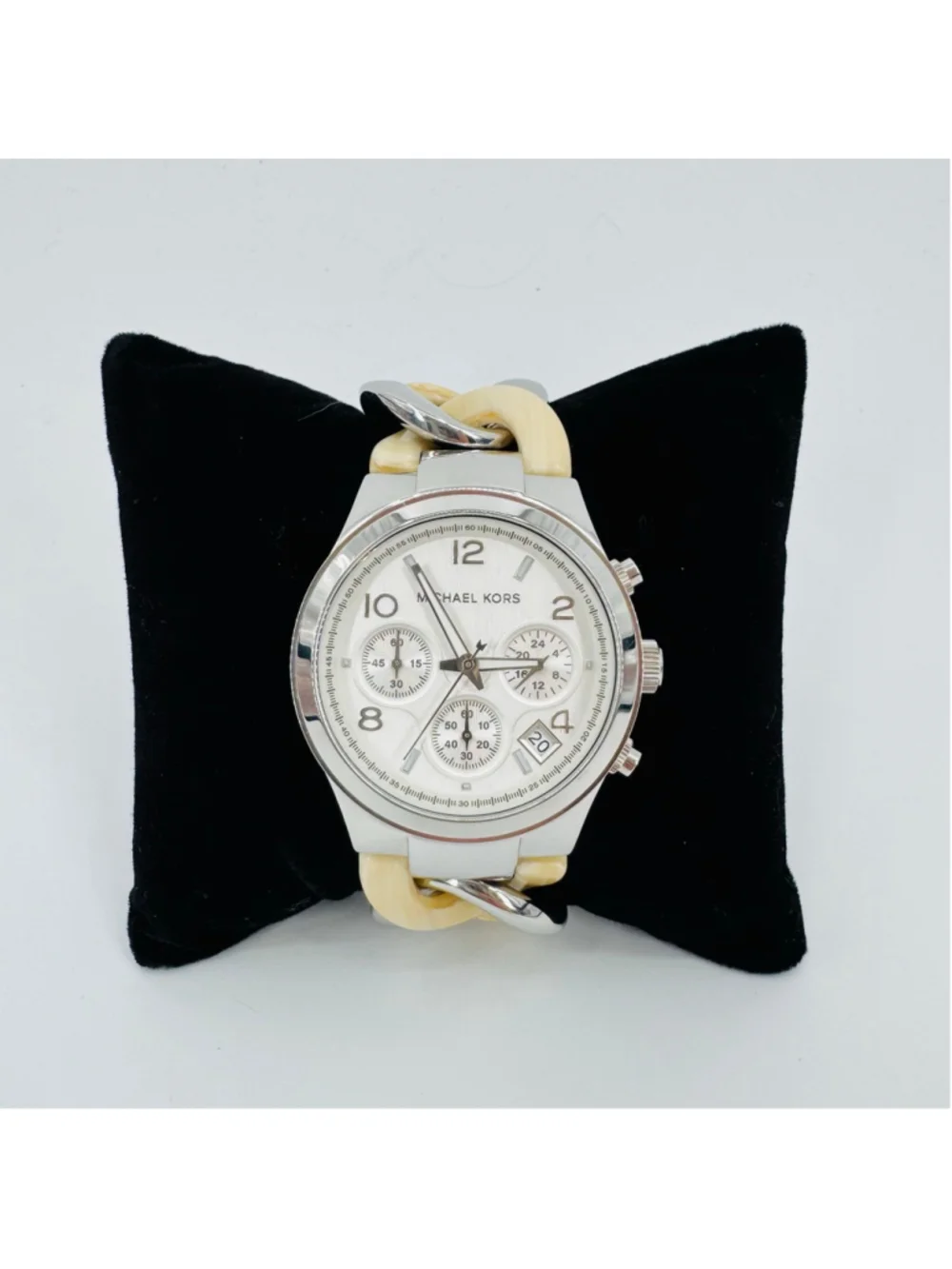 Michael Kors Runway Twist Chronograph Watch Silver Beige